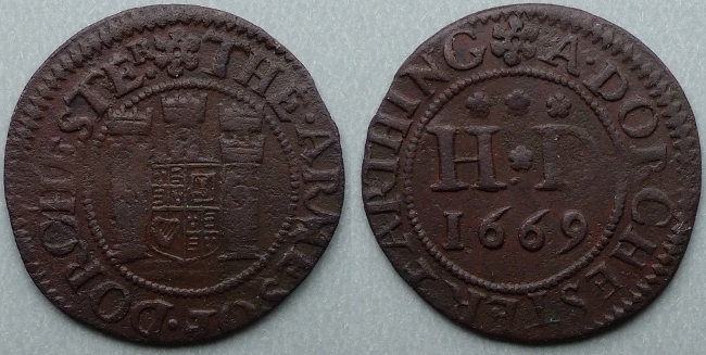 Dorchester, town issue 1669 farthing N888